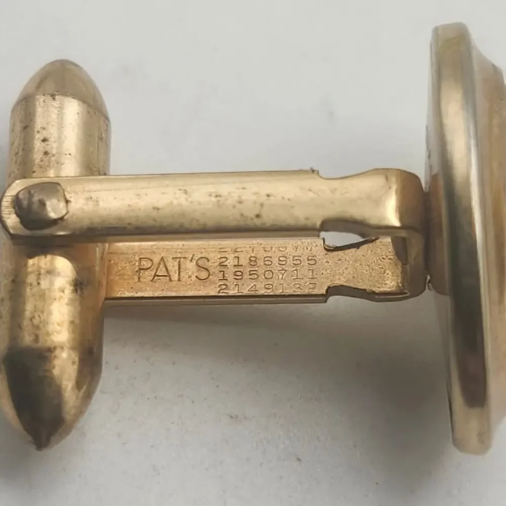 Vintage Correct Quality Oval Gold Tone Cufflinks Mens Formal Signed Patented
